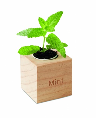 Logotrade promotional gift picture of: Herb pot wood "MINT"